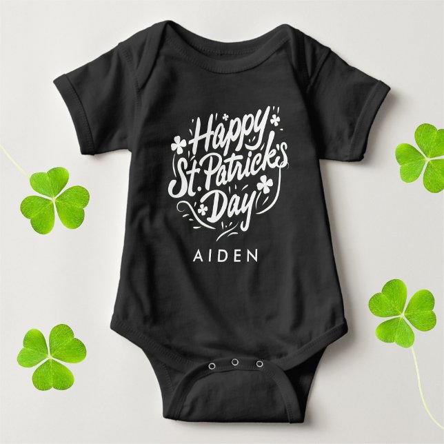 Body Para Bebé Feliz Día de San Patrón Shamrock irlandés personal (Subido por el creador)