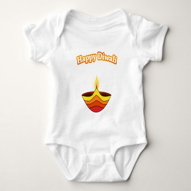 Body Para Bebé Feliz Diwali y lámpara Diya (Anverso)