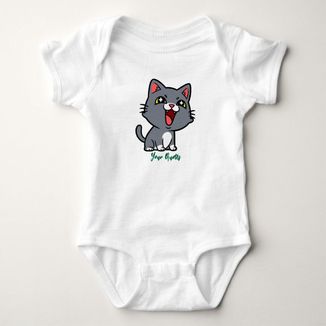 Body Para Bebé Feliz Gatito Gris (Anverso)