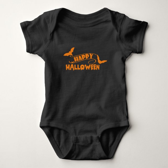 Body Para Bebé Feliz Halloween con murciélagos y arañas (Anverso)