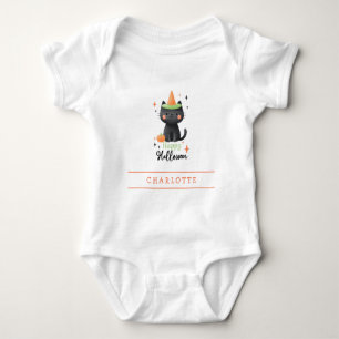 Body Para Bebé Feliz Halloween Gato Negro Bodysuit Personalizado 