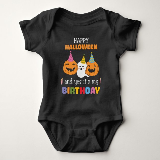 Body Para Bebé Feliz Halloween y si es mi cumpleaños (Anverso)