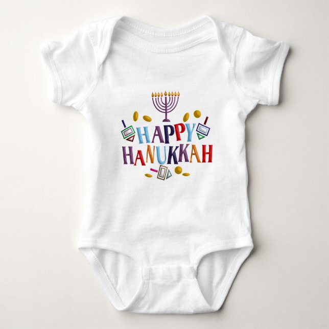 Body Para Bebé Feliz Hanukkah (Anverso)