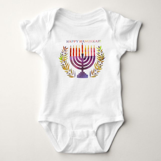 Body Para Bebé Feliz Hanukkah Baby Bodysuit (Anverso)