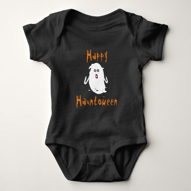 Body Para Bebé Feliz Hauntoween Ghost (Anverso)