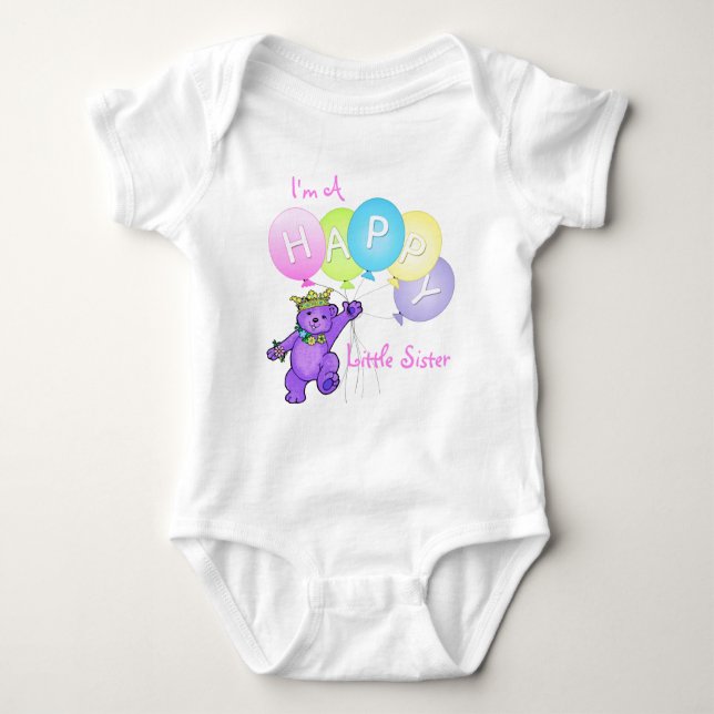 Body Para Bebé Feliz hermana pequeña Teddy Bear (Anverso)