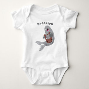 Body Para Bebé Feliz ilustracion de personalizado de foca de arpa