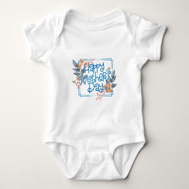 Body Para Bebé Feliz marco floral del día de la madre| Camiseta (Anverso)