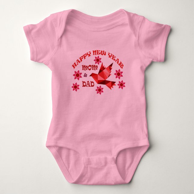 Body Para Bebé FELIZ MOM & DAD DE AÑO NUEVO, Baby Bodysuit (Anverso)