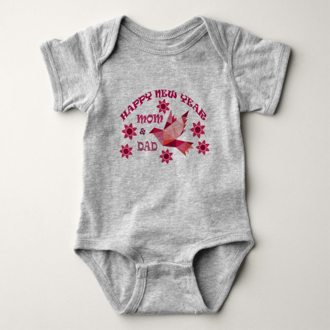 Body Para Bebé FELIZ MOM & DAD DE AÑO NUEVO, Baby Bodysuit (Anverso)