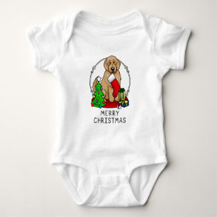 Body Para Bebé Feliz Navidad 2 Goldendoodle (rojo dorado) Cute