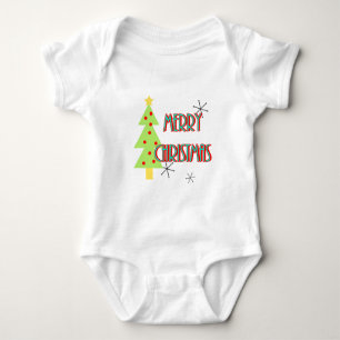 Body Para Bebé feliz navidad árbol moderno de mediados de siglo r