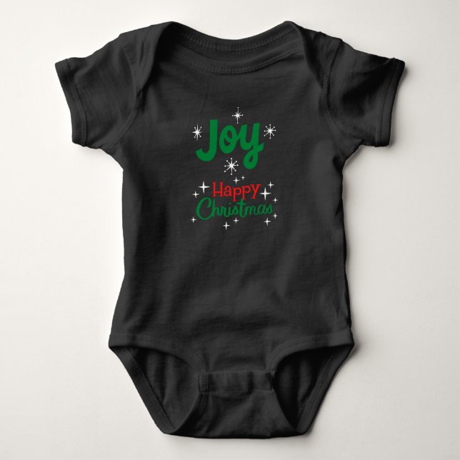 Body Para Bebé Feliz Navidad Bebé Bodysuit Negro (Anverso)