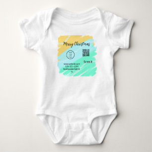 Body Para Bebé Feliz Navidad código QR negocios agua verde amaril