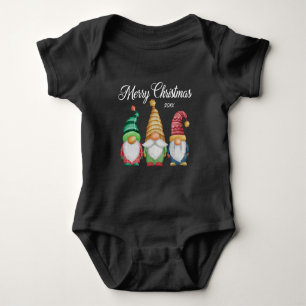 Body Para Bebé Feliz Navidad Festividad Coloridos Gnomes Negro