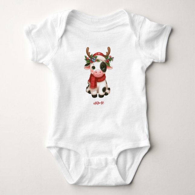 Body Para Bebé Feliz Navidad linda vaca (Anverso)
