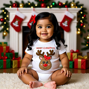 Body Para Bebé Feliz Navidad lindo chica de renos