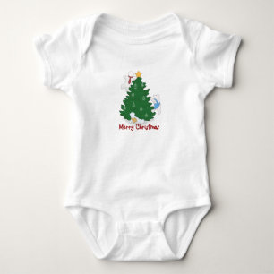 Body Para Bebé Feliz Navidad, Osos Polares Que Decoran El Árbol