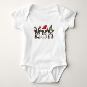Body Para Bebé Feliz Navidad Perros Terrier de Boston