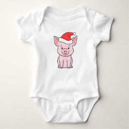 Body Para Bebé Feliz Navidad Piggie con Santa Hat