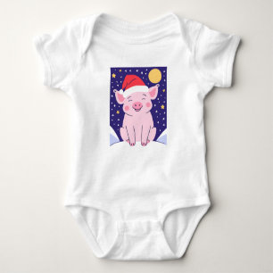 Body Para Bebé Feliz Navidad Piglet con sombrero Santa