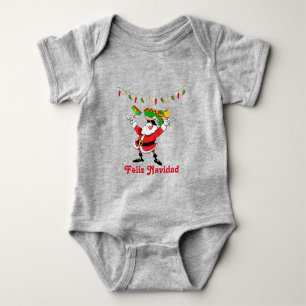 Body Para Bebé Feliz Navidad Santa Mexicano Con Luces De Pimienta