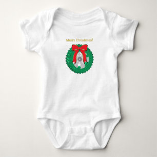 Body Para Bebé Feliz Navidad Wreath hecha con un neumático sobre