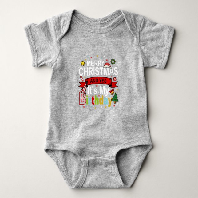 Body Para Bebé Feliz Navidad y sí, es mi regalo de cumpleaños (Anverso)