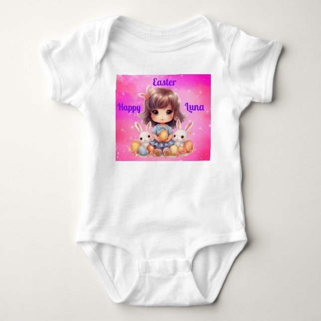 Body Para Bebé Feliz Pascua Niñas Bodysuit (Anverso)