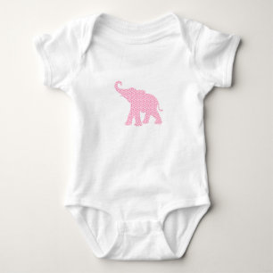 Body Para Bebé Felíz patrón de elefante rosa