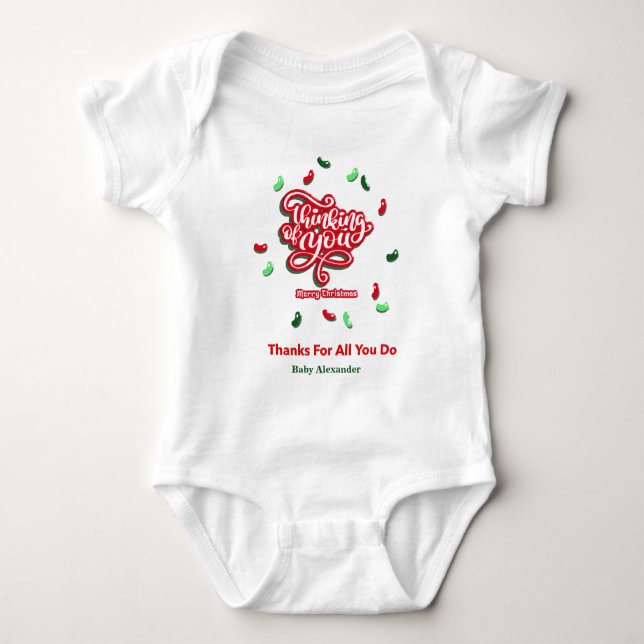 Body Para Bebé Feliz pensamiento navideño tuyo personalizado (Anverso)