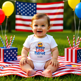 Body Para Bebé Feliz pequeño patriota 4 de julio personalizado pa