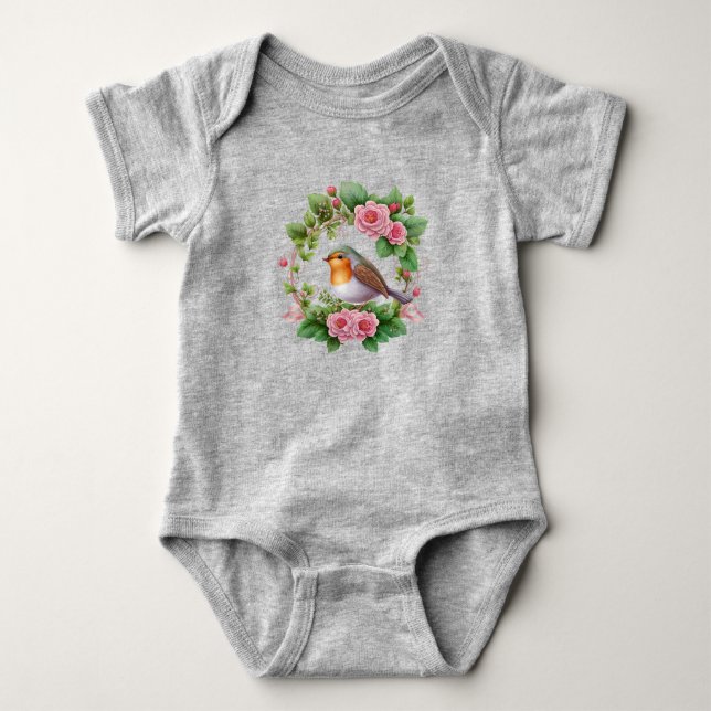 Body Para Bebé Feliz pequeño Robin Baby Bodysuit (Anverso)