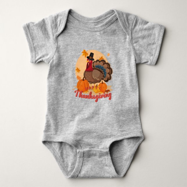 Body Para Bebé feliz peregrino de acción de gracias (Anverso)
