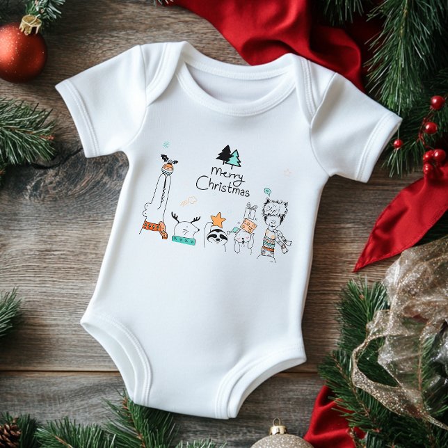 Body Para Bebé Feliz Personalizado navideño Animales | Vacaciones (Subido por el creador)