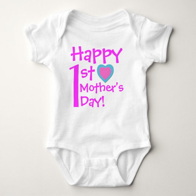 Body Para Bebé Feliz primer día de la madre Baby Bodysuit (Anverso)
