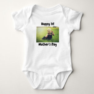 Body Para Bebé Feliz primer día de la madre, foto personalizada