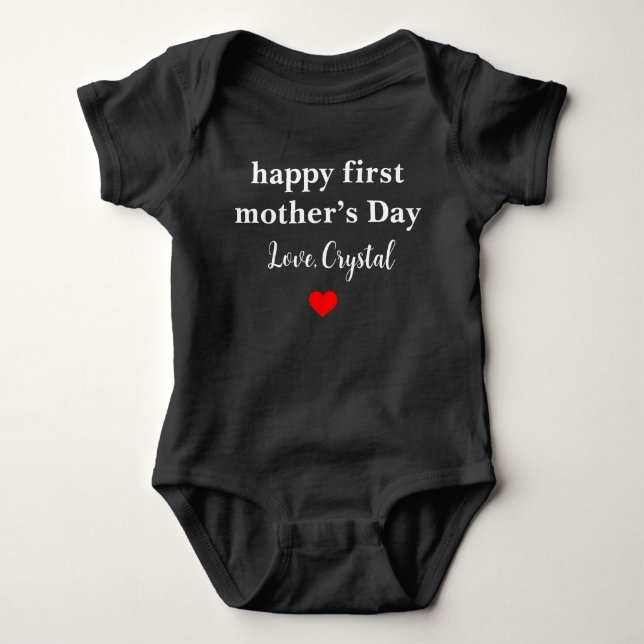 Body Para Bebé Feliz primer día de la madre, primera nueva madre (Anverso)