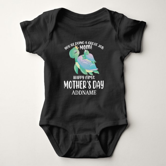 Body Para Bebé Feliz primer Día de la Madre - Tortugas personaliz (Anverso)