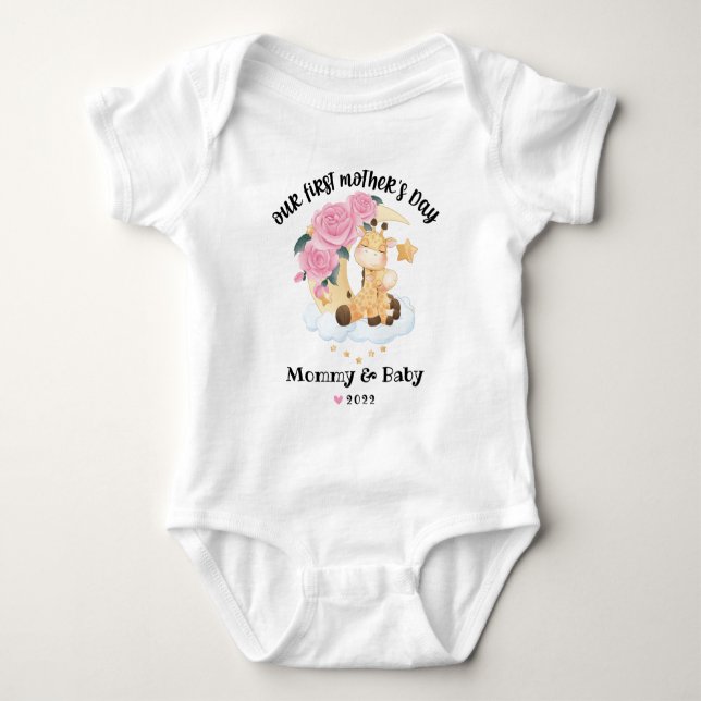 Body Para Bebé Feliz primer día de las madres Baby Bodysuit (Anverso)