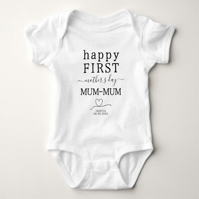 Body Para Bebé Feliz primer día de las madres mummum (Anverso)