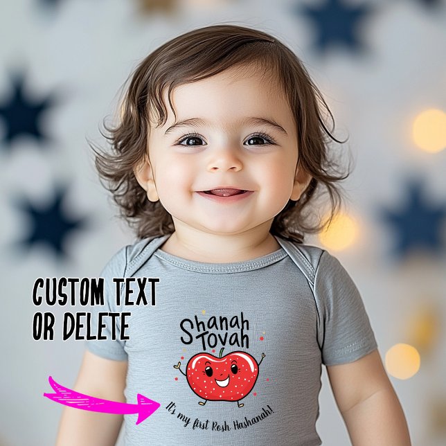 Body Para Bebé 🍎 Feliz Salud de Apple con texto personalizado (🍎Happy Apple Cheers with custom text Baby Bodysuit)