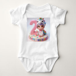 Body Para Bebé Feliz segundo cumpleaños de Unicornio