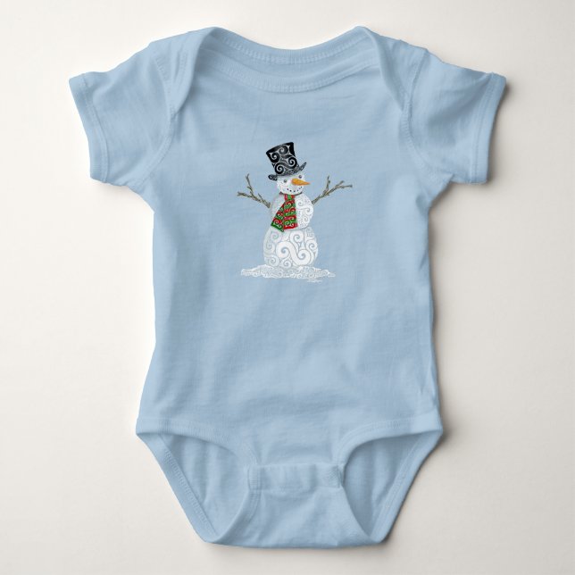 Body Para Bebé Feliz Swirly Snowman (Anverso)