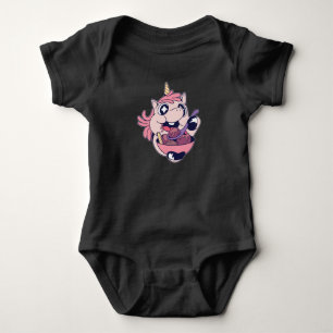 Body Para Bebé Feliz Unicornio Regordete Niño Comiendo Helado