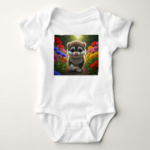 Body Para Bebé Ferret bebé adorable en la costura floral del bebé
