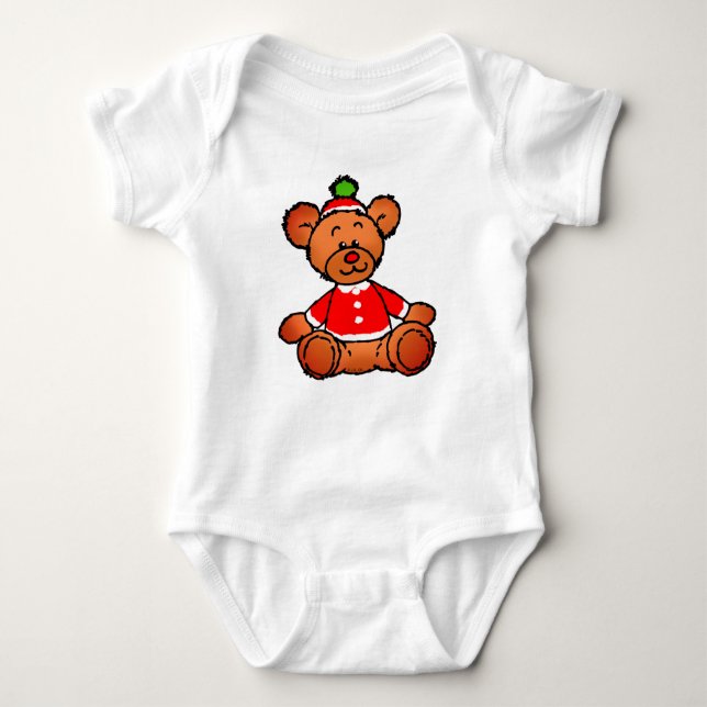 Body Para Bebé Festive Christmas Teddy Bear Design (Anverso)