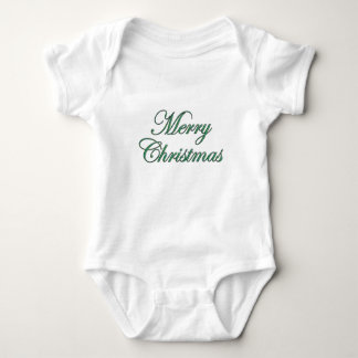 Body Para Bebé Festive Merry Christmas Script in Green Glitter