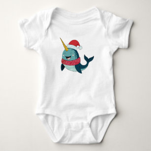 Body Para Bebé Festividad de Navidades de Santa Narwhal