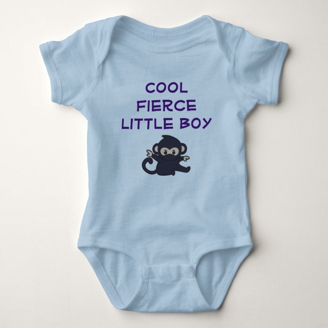 Body Para Bebé Fierce Boy Funny Personalizado Ninja Monkey (Anverso)